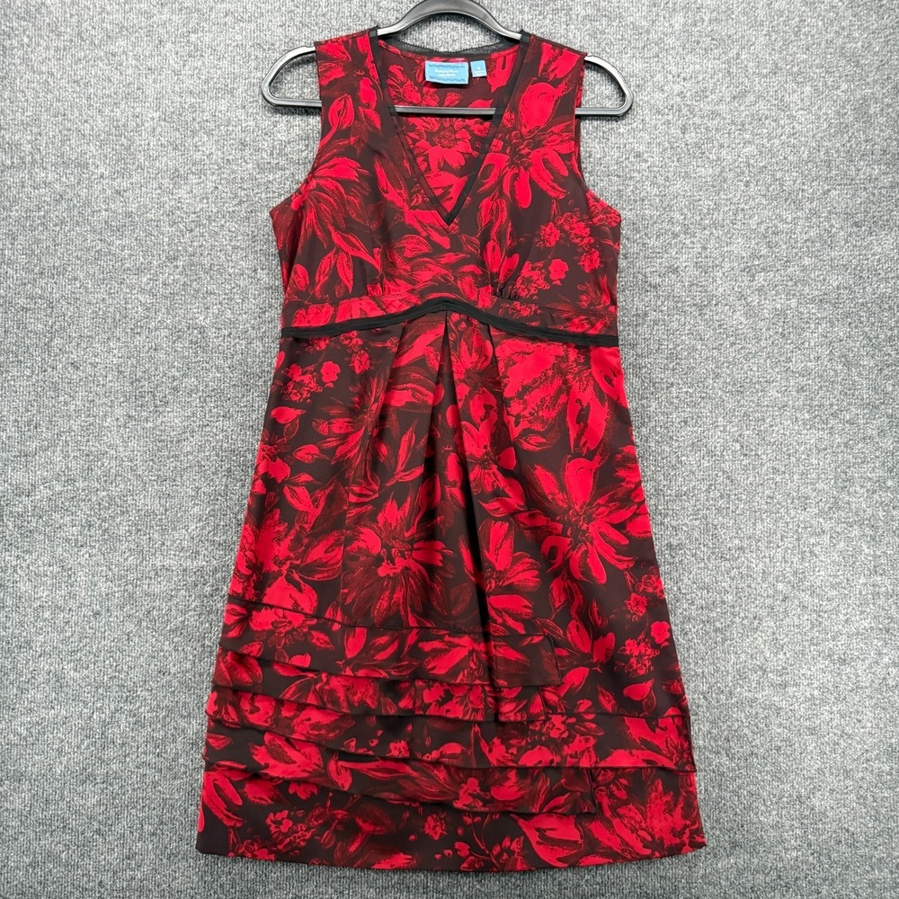 Simply‎ Vera Wang Dress Womens 8 Red Black Floral Babydoll Whimsigoth Vamp Goth